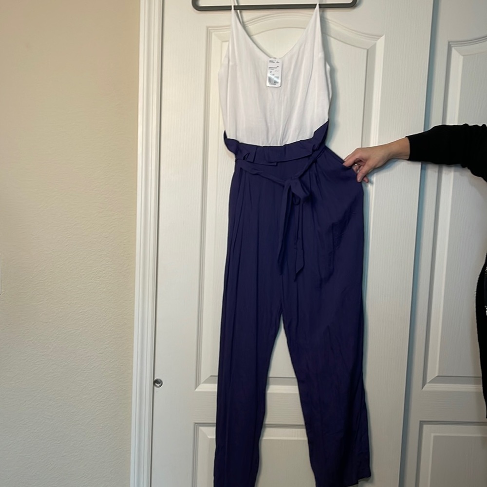 White and blue jumpsuit